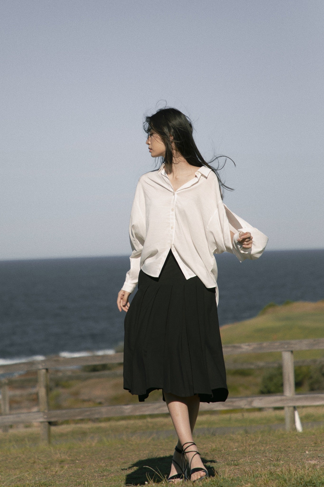 Never-Better pleated wrap midi skirt