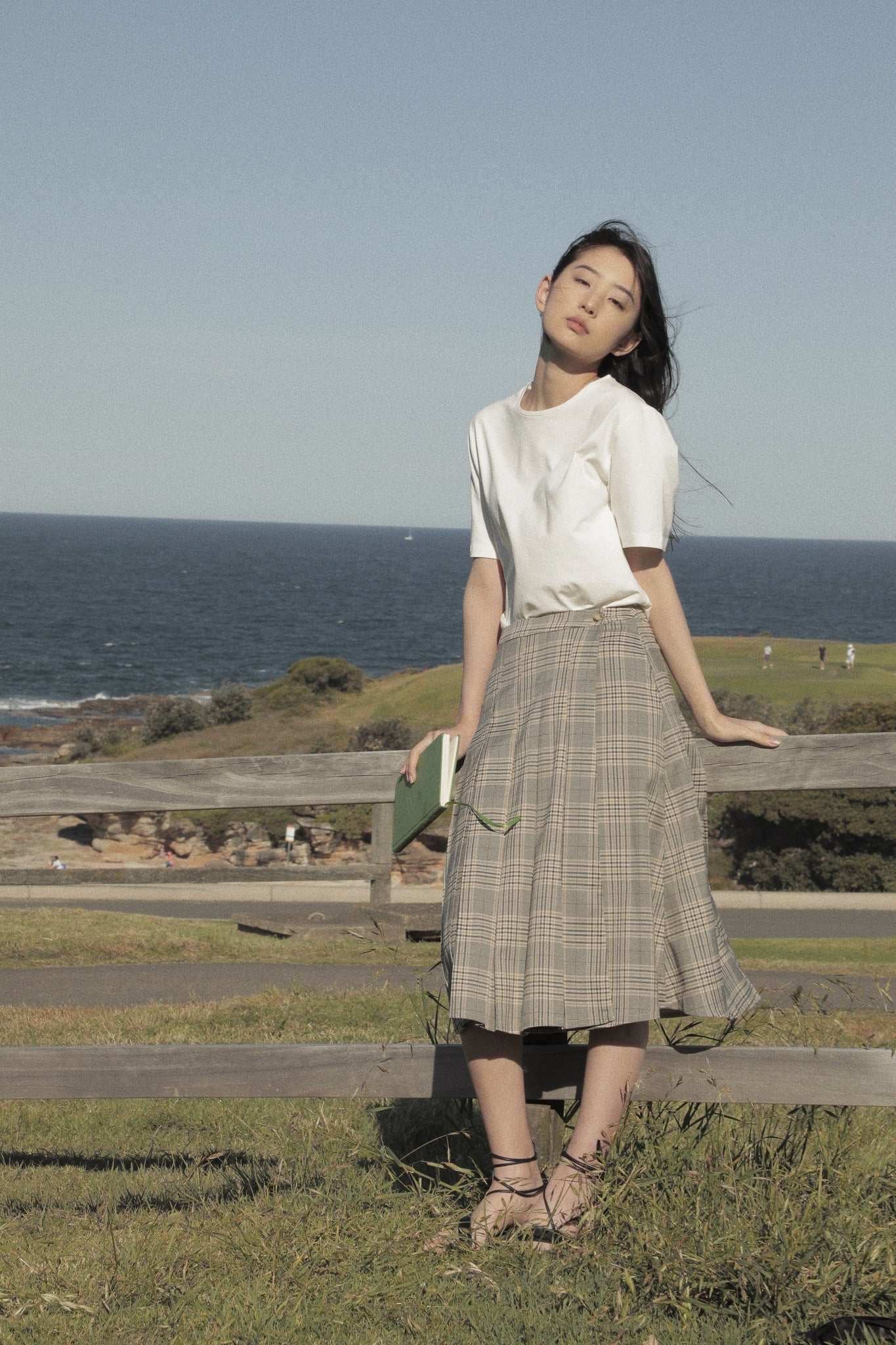 Never-Better pleated wrap midi skirt