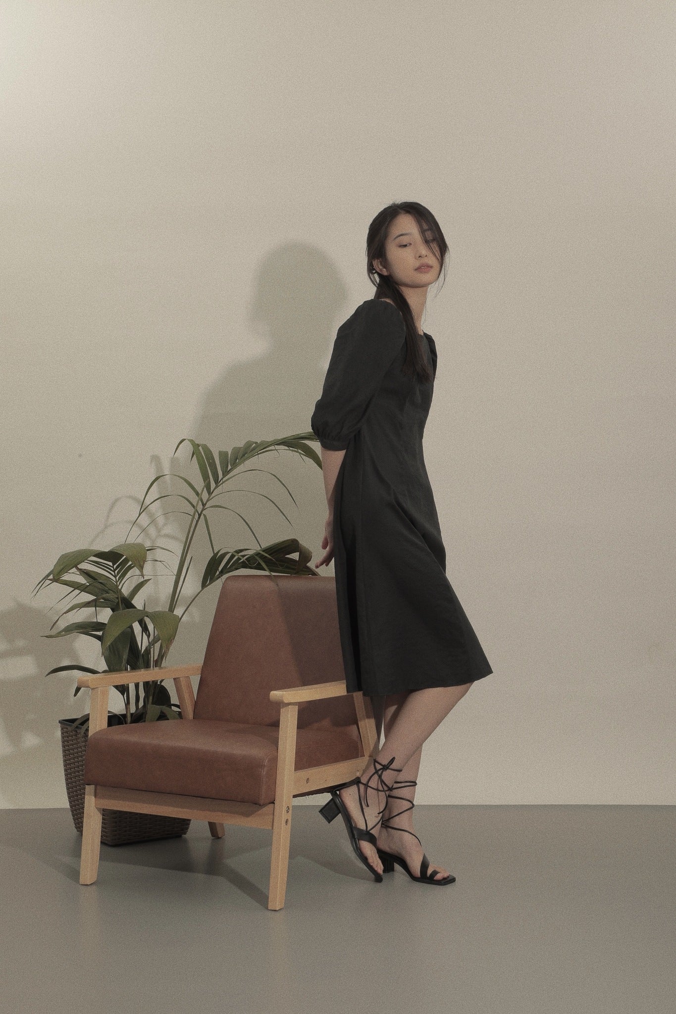 Tiny-Stories Square Neck Midi Dress