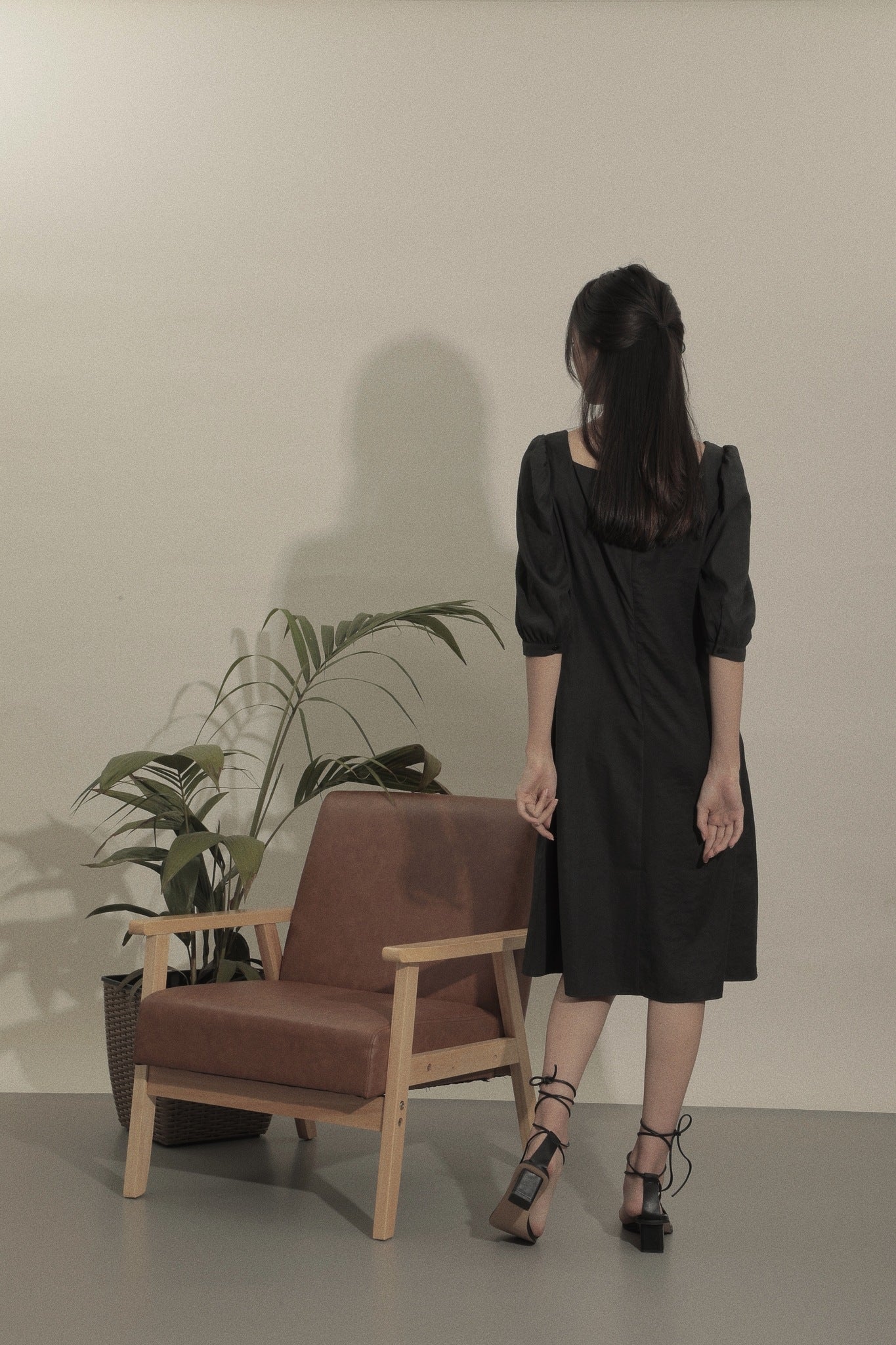Tiny-Stories Square Neck Midi Dress