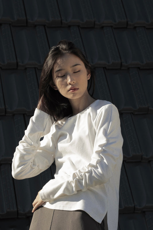 Poems-Of-Peace Ruched Sleeved Oversized Crew