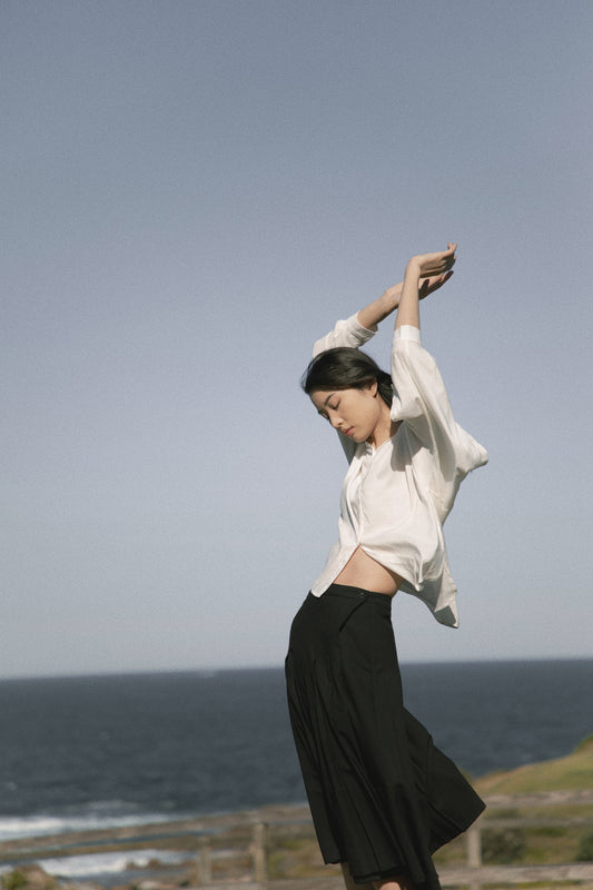 Never-Better pleated wrap midi skirt